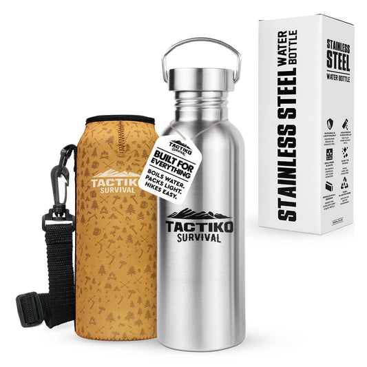 750ml steel bottle with tan sleeve