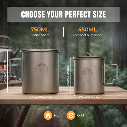 Titanium Camping Mug/Cook Pot (750ml)