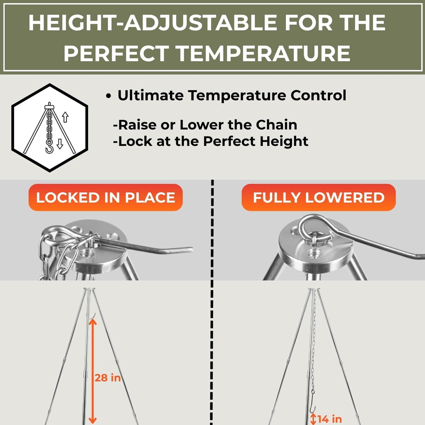 adjustable tripod chain height