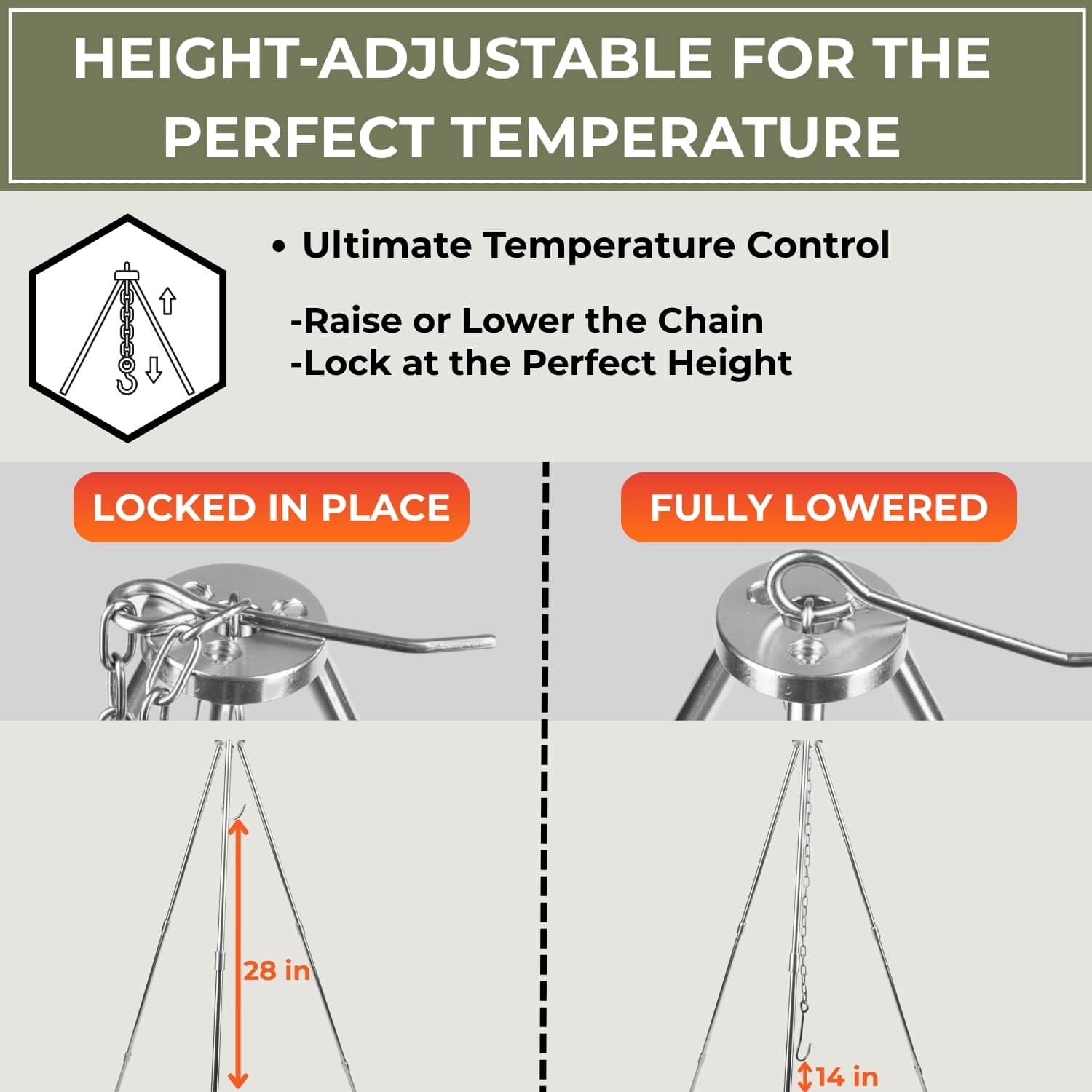 adjustable tripod chain height