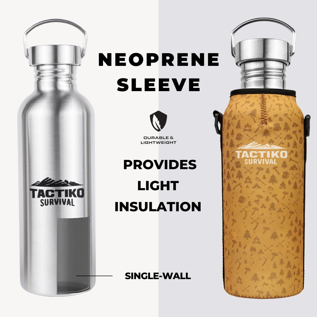 bottle with tan sleeve insulation