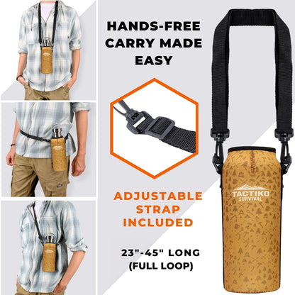 750ML bottle with strap tan sleeve