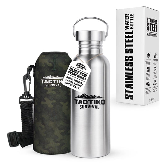 steel bottle with sleeve and packaging