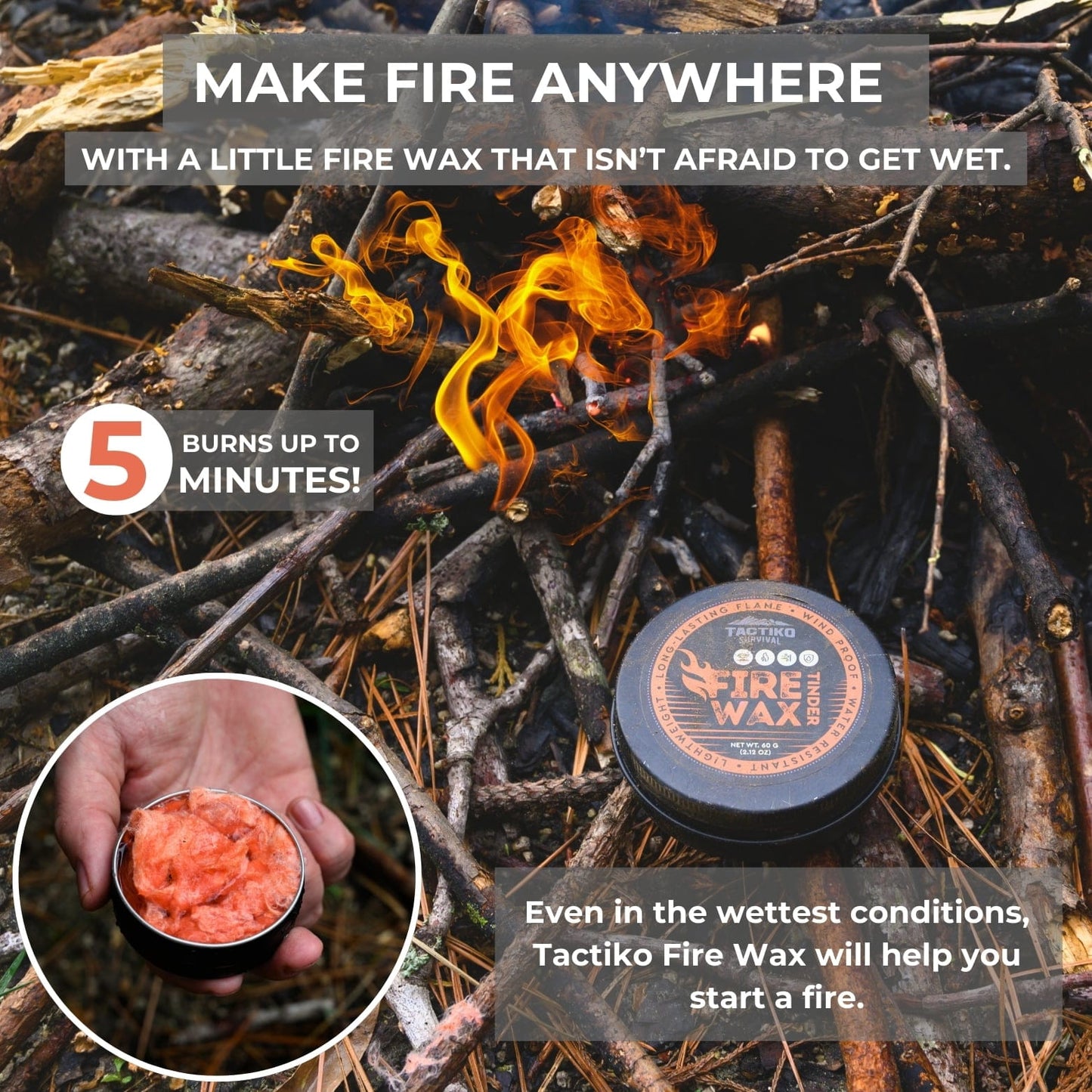 Weather-Resistant Fire Wax Putty