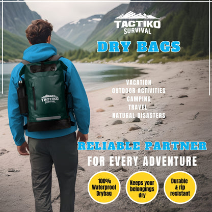 green waterproof dry bag backpack for outdoor adventure