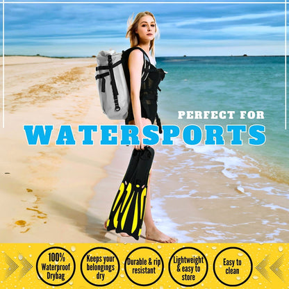 waterproof dry bag backpack for watersports at the beach