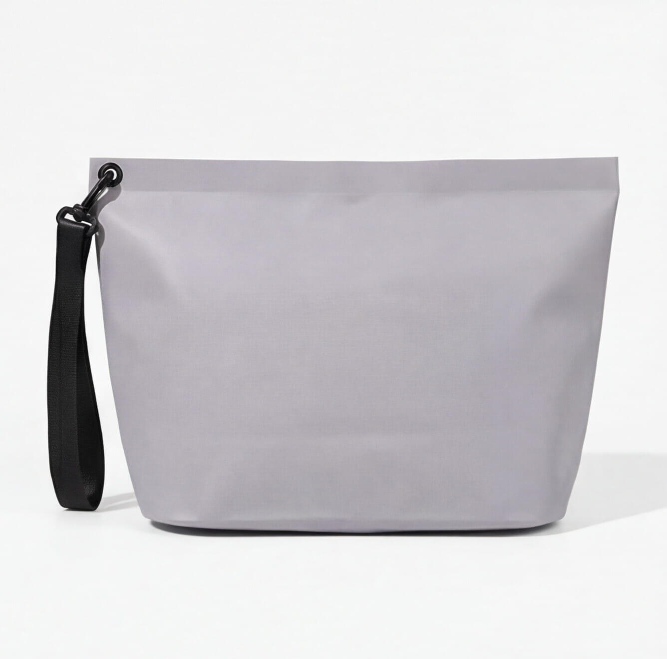 Back view of gray waterproof pouch