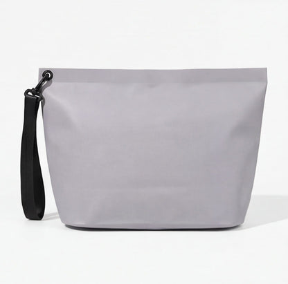 Back view of gray waterproof pouch