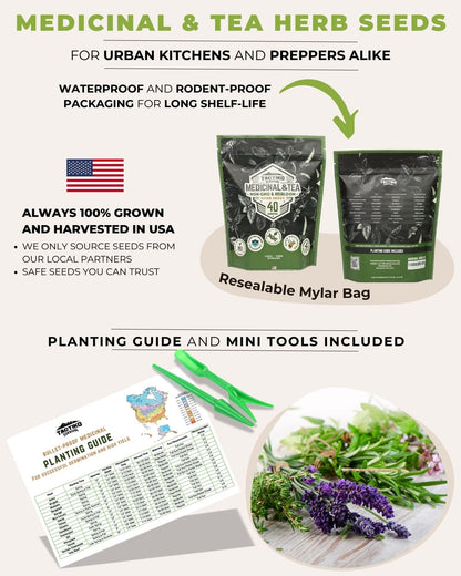 Medicinal herb seed kit with tea garden plants