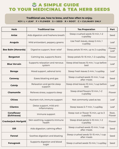 herbal tea preparation chart
