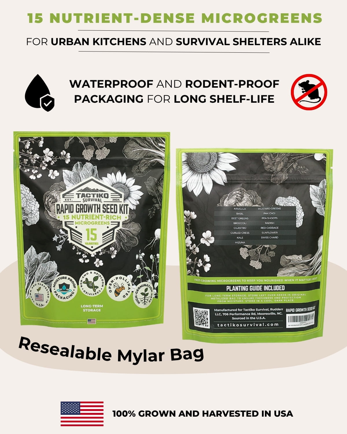 microgreens seed kit resealable bag
