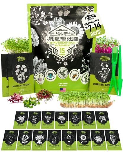 microgreens seed kit with tools and trays