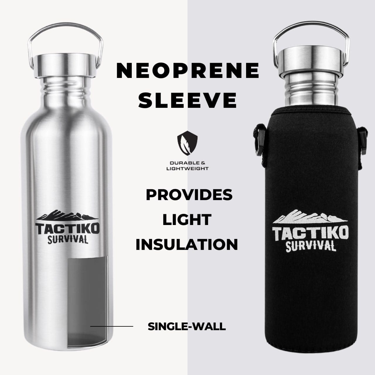 black neoprene sleeve on steel bottle
