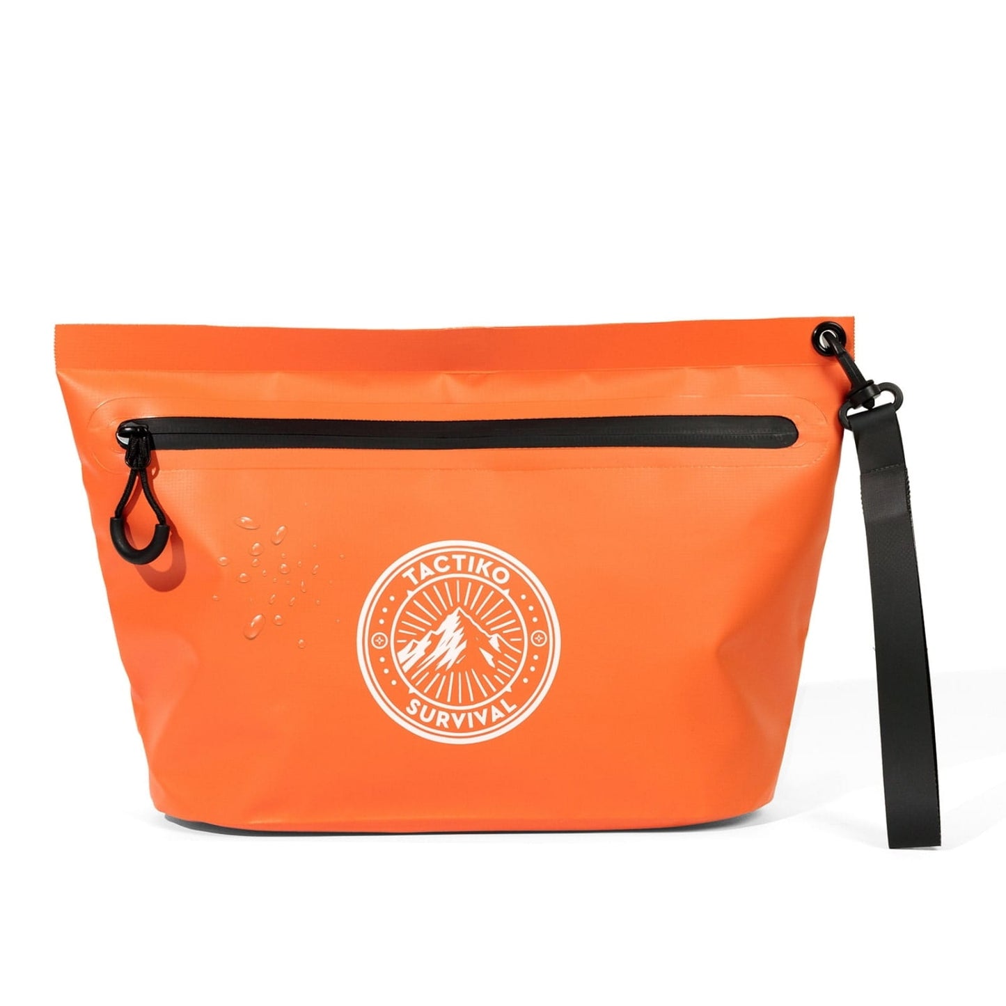Orange waterproof dry pouch with strap