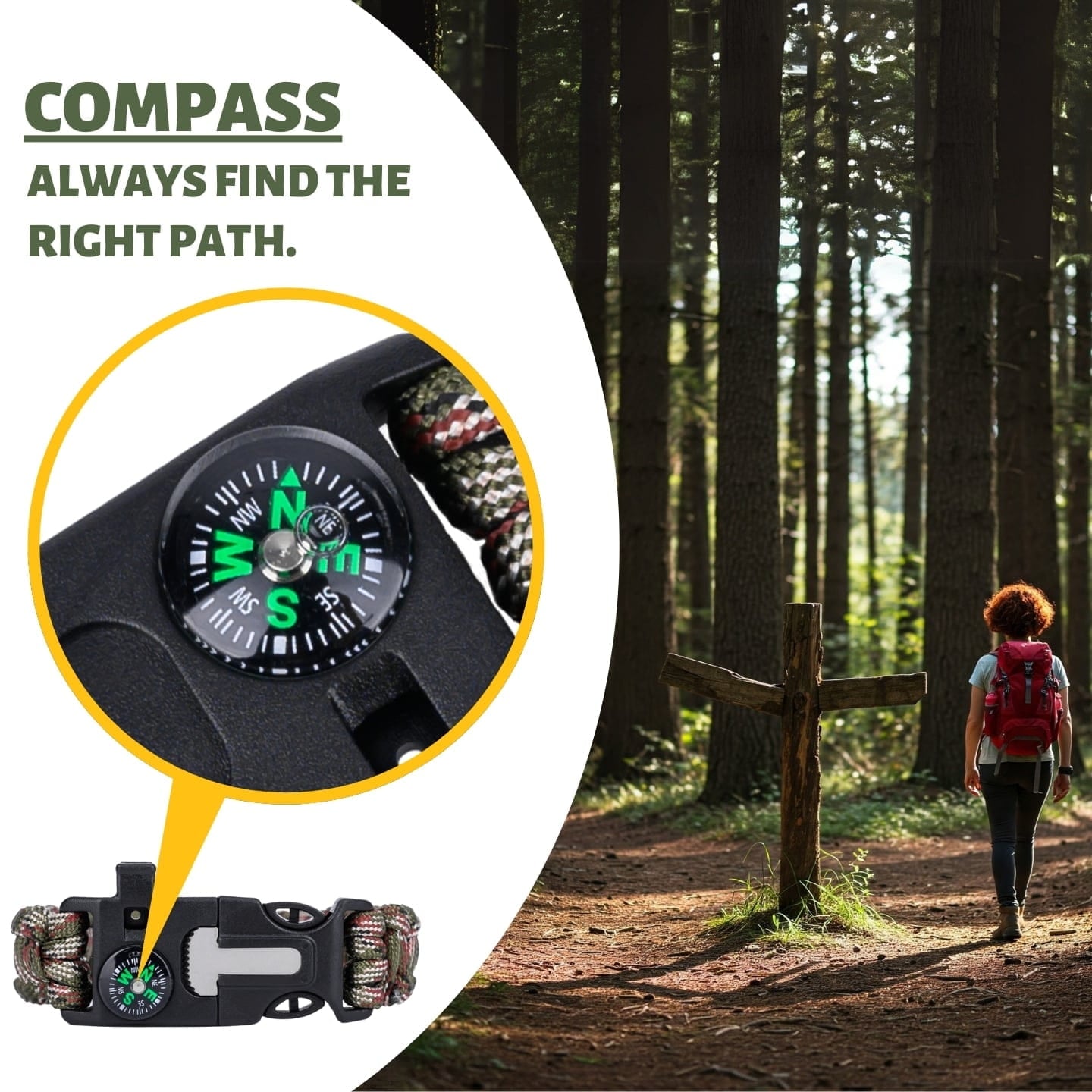 Paracord bracelet with built in compass