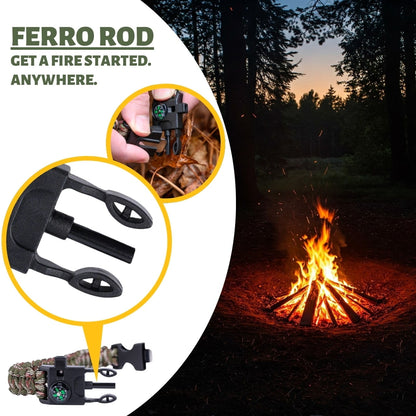 Paracord bracelet with ferro rod fire starter