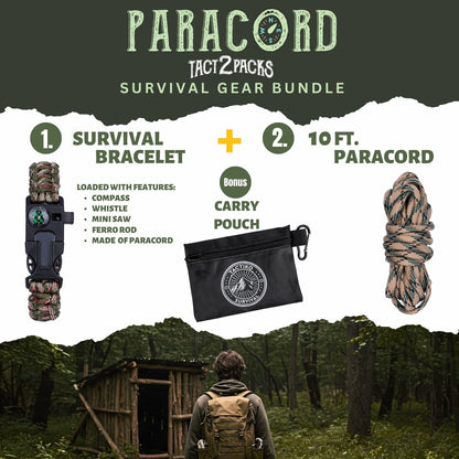Paracord survival kit with bracelet and rope