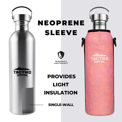 pink neoprene sleeve on steel bottle