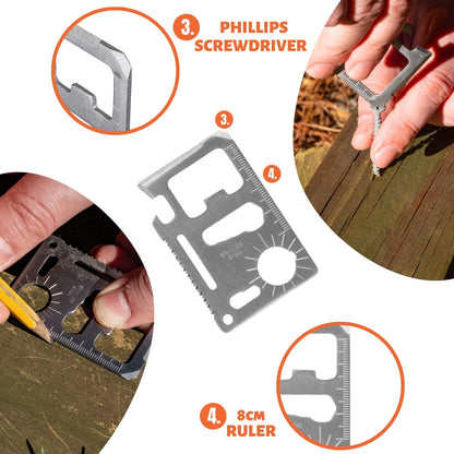 Multitool card with screwdriver and ruler