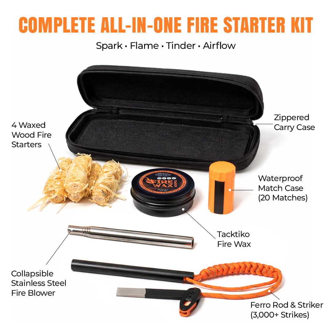 tactiko fire starter kit with ferro rod and tinder