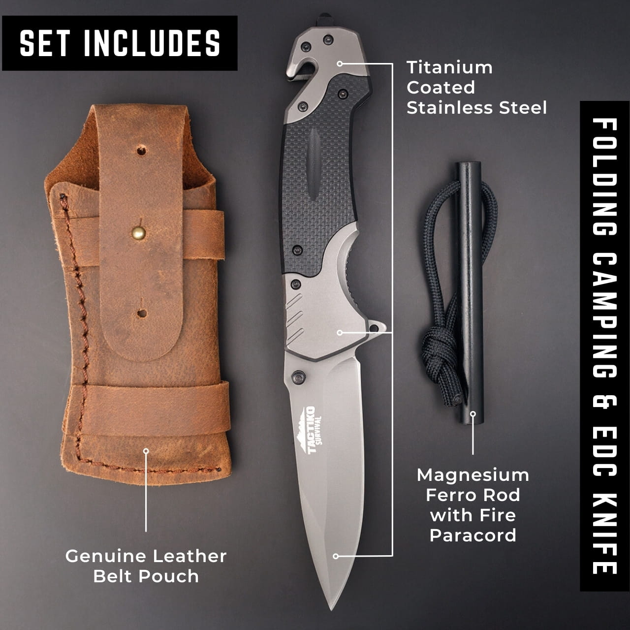 Tactiko folding camping knife set