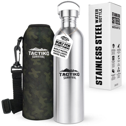 stainless steel bottle with cover and strap