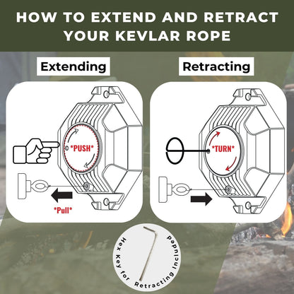 Trip wire alarm kevlar rope extend and retract instructions