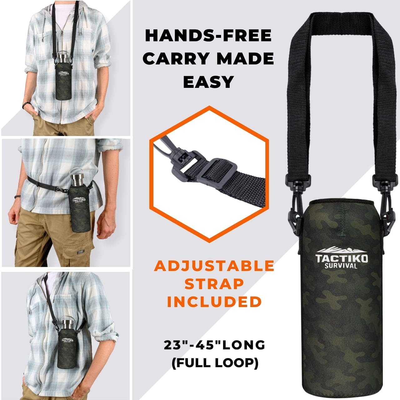 water bottle with adjustable strap