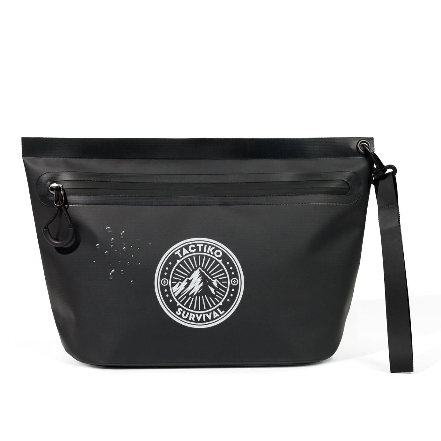 Black waterproof dry bag with strap