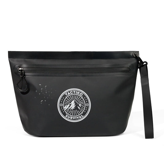 Black waterproof dry bag with strap