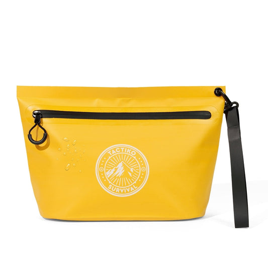 Yellow waterproof dry pouch with strap